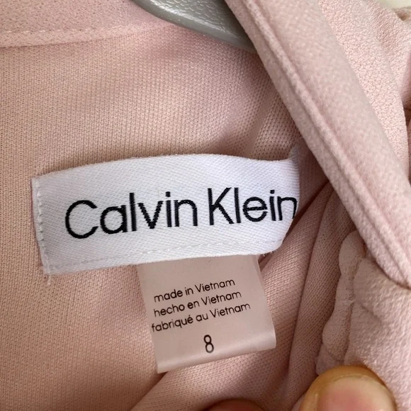 NWT Calvin Klein Women's Sleeveless Seamed Sheath With Tie Neck Pink Size 8 - Picture 6 of 16